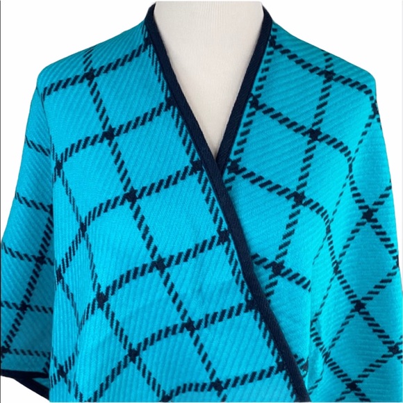 Turquoise And Navy Wrap Shawl - Picture 5 of 16